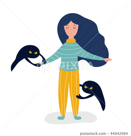 Sad depressed girl pulling apart by depression 44842064