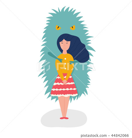 Depressed girl captured by abstract depression 44842066