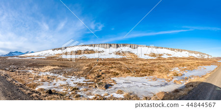 Panorama view of Gerduberg column wall in Iceland Panorama view of Gerduberg column wall in Iceland 44844567