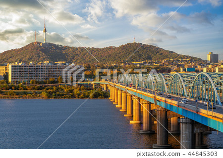 seoul tower and dongjak bridge in seoul, korea 44845303
