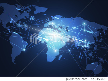 Global network connection. World map point Global network connection. World map point 44845366