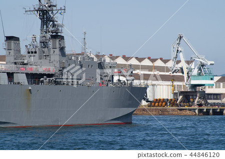 Marine vessels and factories anchored in Sakai Port 44846120