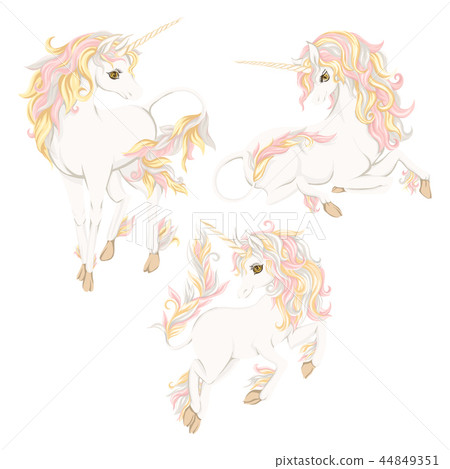 unicorn with gold rose color mane 44849351