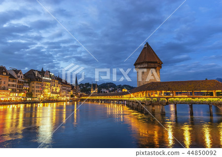 Lucerne (Luzern) Switzerland, Sunset city skyline 44850092