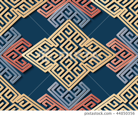 Seamless relief sculpture decoration retro pattern 44850356