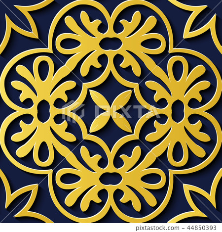 Seamless relief sculpture decoration retro pattern 44850393