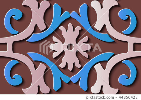 Seamless relief sculpture decoration retro pattern 44850425