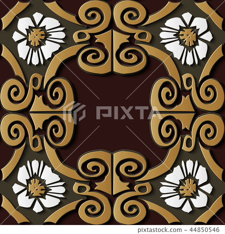 Seamless relief sculpture decoration retro pattern 44850546