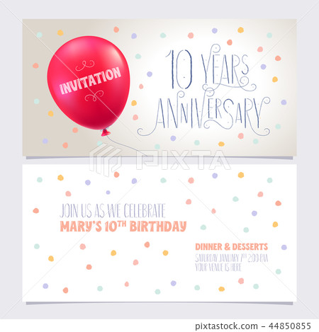 10 years anniversary invite vector illustration 44850855