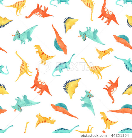 Watercolor dinosaur baby vector pattern Watercolor dinosaur baby vector pattern 44851394