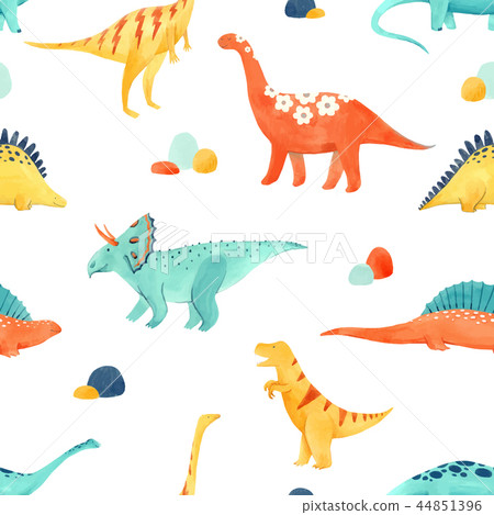 Watercolor dinosaur baby vector pattern Watercolor dinosaur baby vector pattern 44851396