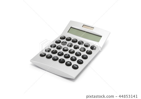 Silver calculator on white background Silver calculator on white background 44853141