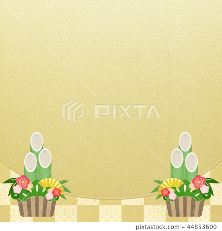 Japanese-Japanese style-Japanese pattern-background-gold foil-check pattern-Kadomatsu-new year 44853600