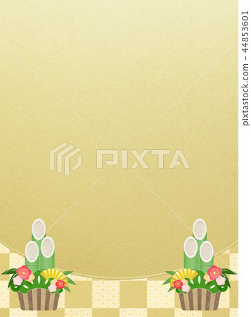 Japanese-Japanese style-Japanese pattern-background-gold foil-check pattern-Kadomatsu-new year 44853601