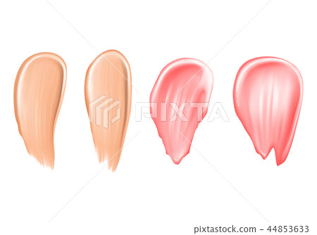 Tone strokes or lipstick smudges illustration of 3d realistic isolated concealer or makeup cosmetic 44853633