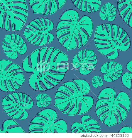 Seamless texture with exotic leaves. Vector. Seamless texture with exotic leaves. Vector. 44855363