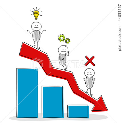 Decreasing column graph with stickmen Vector. Decreasing column graph with stickmen Vector. 44855367
