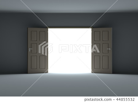 Doors opening to show bright light in the darkness 44855532