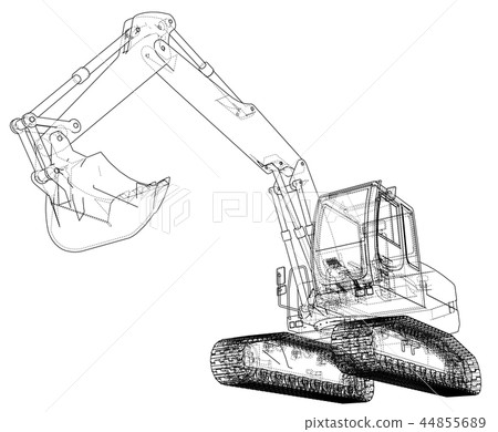 Excavator concept outline. Vector Excavator concept outline. Vector 44855689