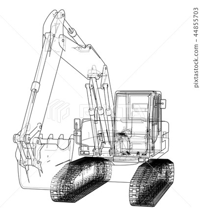Excavator drawing isolated on white background, Art Print | Barewalls  Posters & Prints | bwc91962490