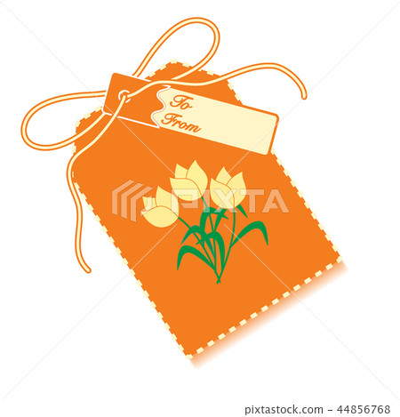 Gift tag with bouquet of flowers and ribbon Sale 44856768
