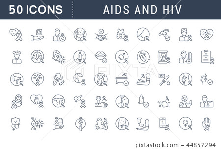 Set Vector Line Icons of AIDS and HIV. 44857294