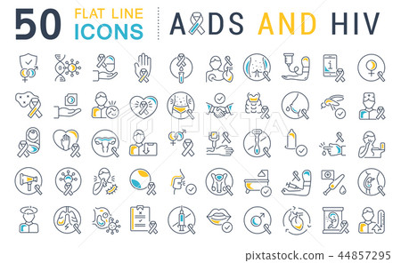 Set Vector Line Icons of AIDS and HIV. 44857295