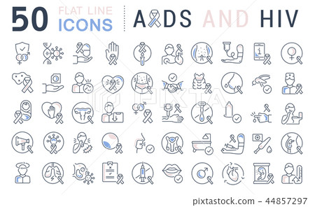 Set Vector Line Icons of AIDS and HIV. 44857297