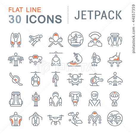 Set Vector Line Icons of Jetpack. 44857359