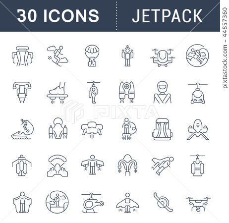Set Vector Line Icons of Jetpack. 44857360