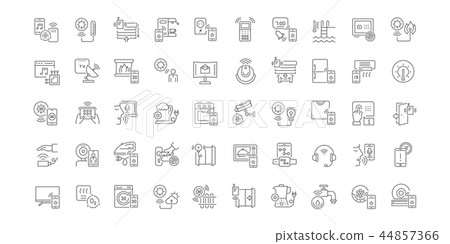 Set Vector Line Icons of Intelligent Building. 44857366