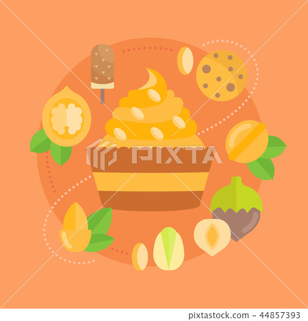 Vector Illustration of Sweets and Nuts. Vector Illustration of Sweets and Nuts. 44857393