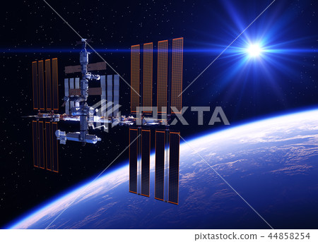 International Space Station Orbiting Blue Planet Earth 44858254
