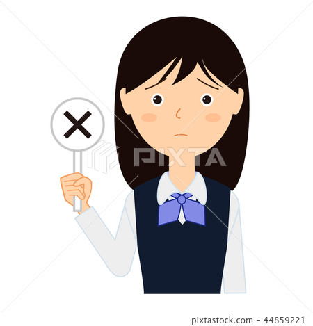 Female office worker in uniform holding a bill 44859221