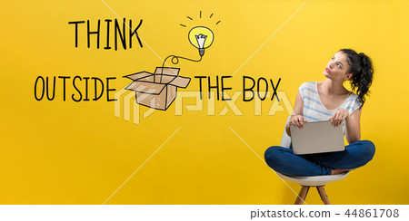 Think outside the box with woman using a laptop 44861708