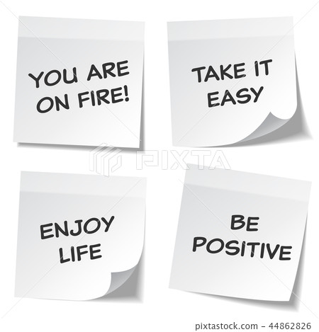 Sticky note with text and shadow isolated on transparent background set. White paper. Message on 44862826