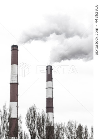 Factory Exhaust Pipes. Smoking chimneys power Factory Exhaust Pipes. Smoking chimneys power 44862916