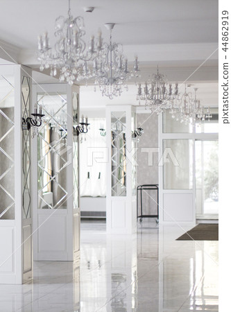 Mirror hall in the hotel. White mirror hall  44862919