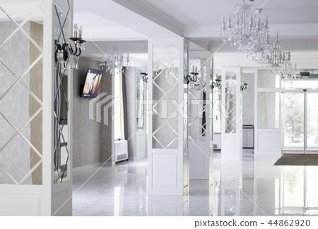 Mirror hall in the hotel. White mirror hall  44862920
