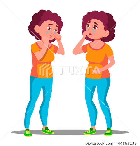 Crying Young Girl With Hands On Face Vector. Isolated Illustration Crying Young Girl With Hands On Face Vector. Isolated Illustration 44863135