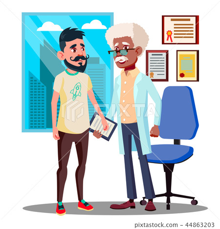 Sad Teenager Visiting Doctor Vector. Isolated Illustration 44863203