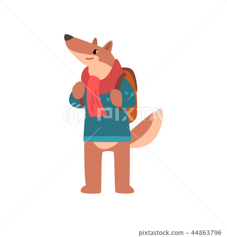 Dog traveling with backpack, animal cartoon character on vacation vector Illustration on a white Dog traveling with backpack, animal cartoon character on vacation vector Illustration on a white 44863796