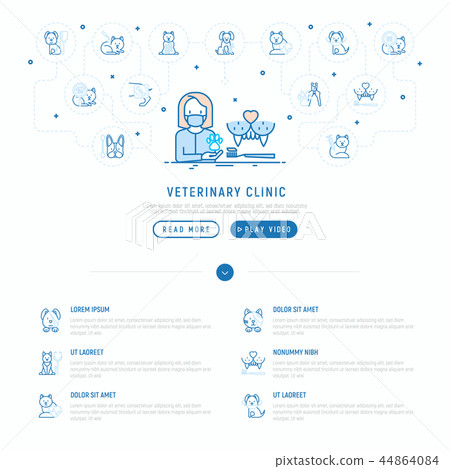 Veterinary clinic concept. Thin line icons 44864084