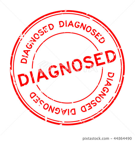 Grunge red diagnosed round rubber seal stamp 44864490