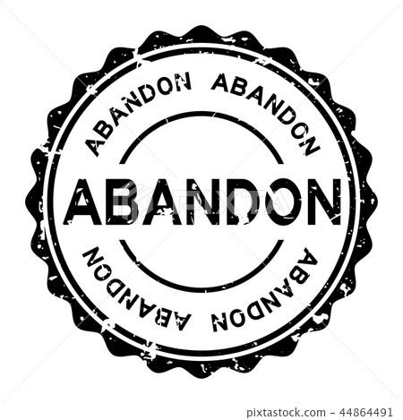 Grunge black abandon word round rubber stamp Grunge black abandon word round rubber stamp 44864491