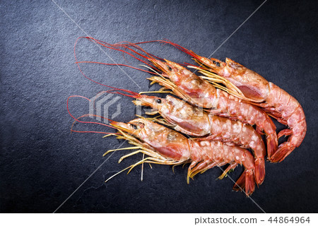 Four raw black tiger prawn  44864964