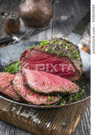 Barbecue Wagyu Point Steak sliced as close-up  44864994
