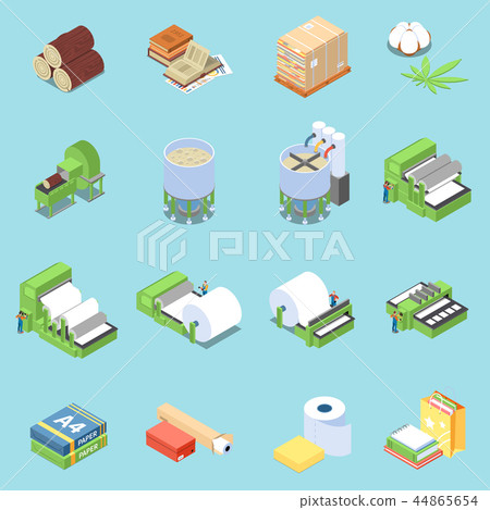 Paper Production Icons Set 44865654