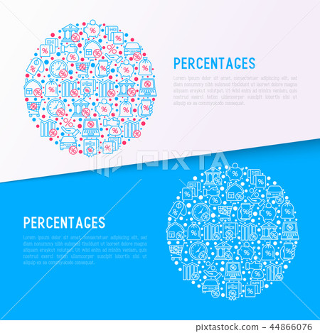 Percentages concept in circle with thin line icon Percentages concept in circle with thin line icon 44866076