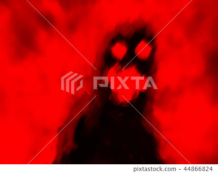 Devilry monster shadow on red background Devilry monster shadow on red background 44866824